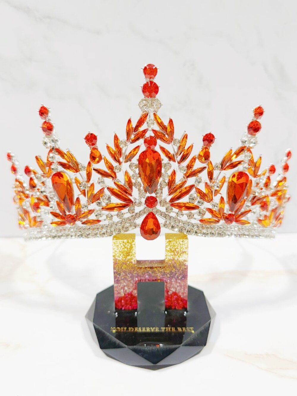 Amber crystal tiara, beauty pageant crown, wedding bridal headpiece, Prom crown